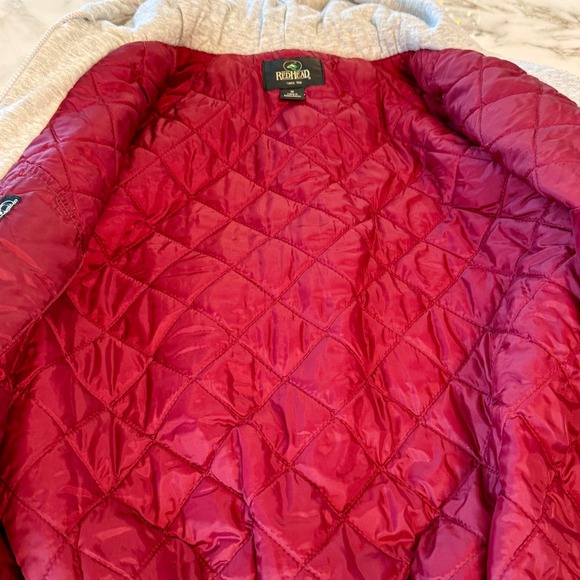RedHead Mens Hooded Bomber Jacket Burgundy Red Quilted Insulated Vintage Medium - Picture 6 of 15